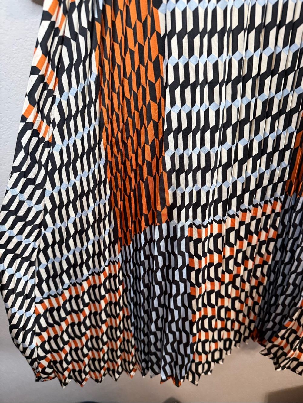 Mango Geometric Print Midi Dress in Black, White & Rust - Picture 9 of 13